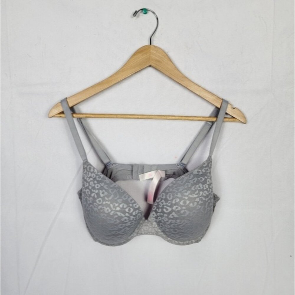 Victoria Secret PINK 36D Gray Leopard Print Bra
